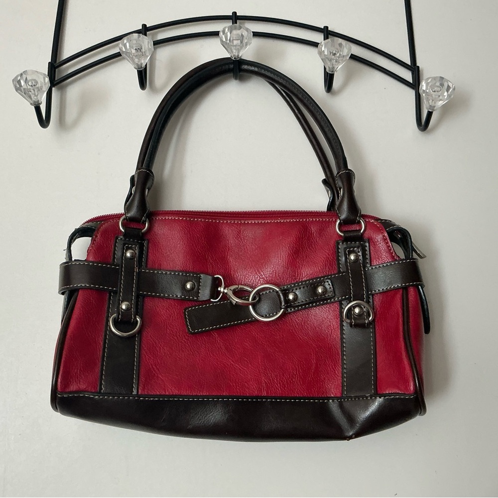 Elegant Red and Brown Women's Handbag